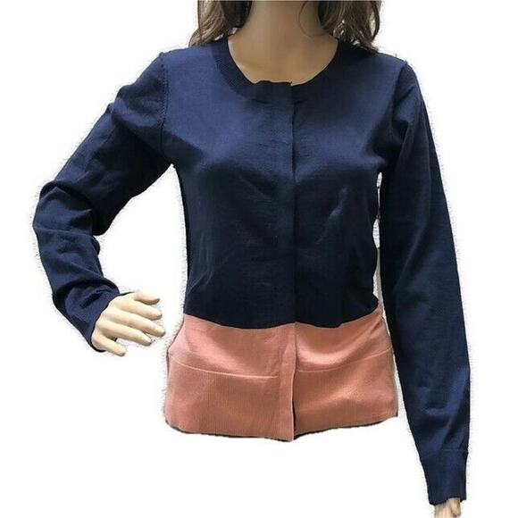 NEW Stitch Fix 41 Hawthorn Solana Cardigan Sweater Size L Color Block Wool NWOT - Picture 1 of 7